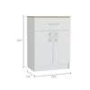 Pantry Organizer Cabinet One Drawer, Two Interior Shelves, Two Doors - White / Light Oak - Image 6