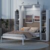 Full Size Murphy Wall Bed With Shelves And LED Lights - White - Image 19