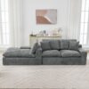 Cloud Sectional Sofa Upholstered Sofa Couch With Double-Layer Cushion And Side Pockets, Free Combined Sectional Sofa Full Compressed Sofa For Living Room - Gray - Image 8