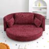 Multi-Functional Foldable Sleeper Sofa Bed, Floor Sofa Chair Bed, Circular Adjustable Futon Sitting And Sleeping Sofa - Burgundy - Image 2