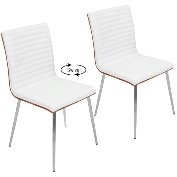 Mason - Contemporary Dining / Chair With Swivel (Set of 2) - Walnut / White