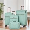 4 Piece Set (16/20/24/28), Softshell Suitcase Spinner Wheels Terylene Luggage Sets Carry On Suitcase Luggage Lightweight Durable Suitcase - Green - Image 2