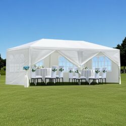 10X20' Outdoor Garden Gazebo Wedding Party Tent Canopy Marquee With 6 Removable Sidewalls - White