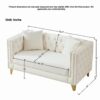 2 Seater Deep Seat Sofa, Sofa With Button Nailhead, Square Arm Couches, Furniture For Living Room - Beige - Image 3