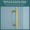 Modern Single Slide Shower Door With 8Mm Tempered Glass And Stainless Steel Frame - Gold - Image 8