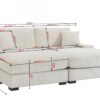 Modular Sectional Sofa, 4 Seater Oversized Sectional Sofa, Corduroy Fabric With 2 Ottoman Bench And 2 Pillows, Modular Sectionals Sofa Couch For Living Room - Cream - Image 2