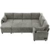 Sectional Sofa Versatile Sofa Bed Sofa Sleeper U - Shaped Sofa With Ample Storage Space, 2 Cup Holders And Charging Ports For Living Room - Light Gray - Image 12