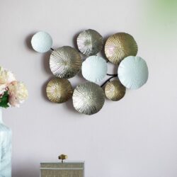 Contemporary Metal Wall Decor Accent - Golden / White