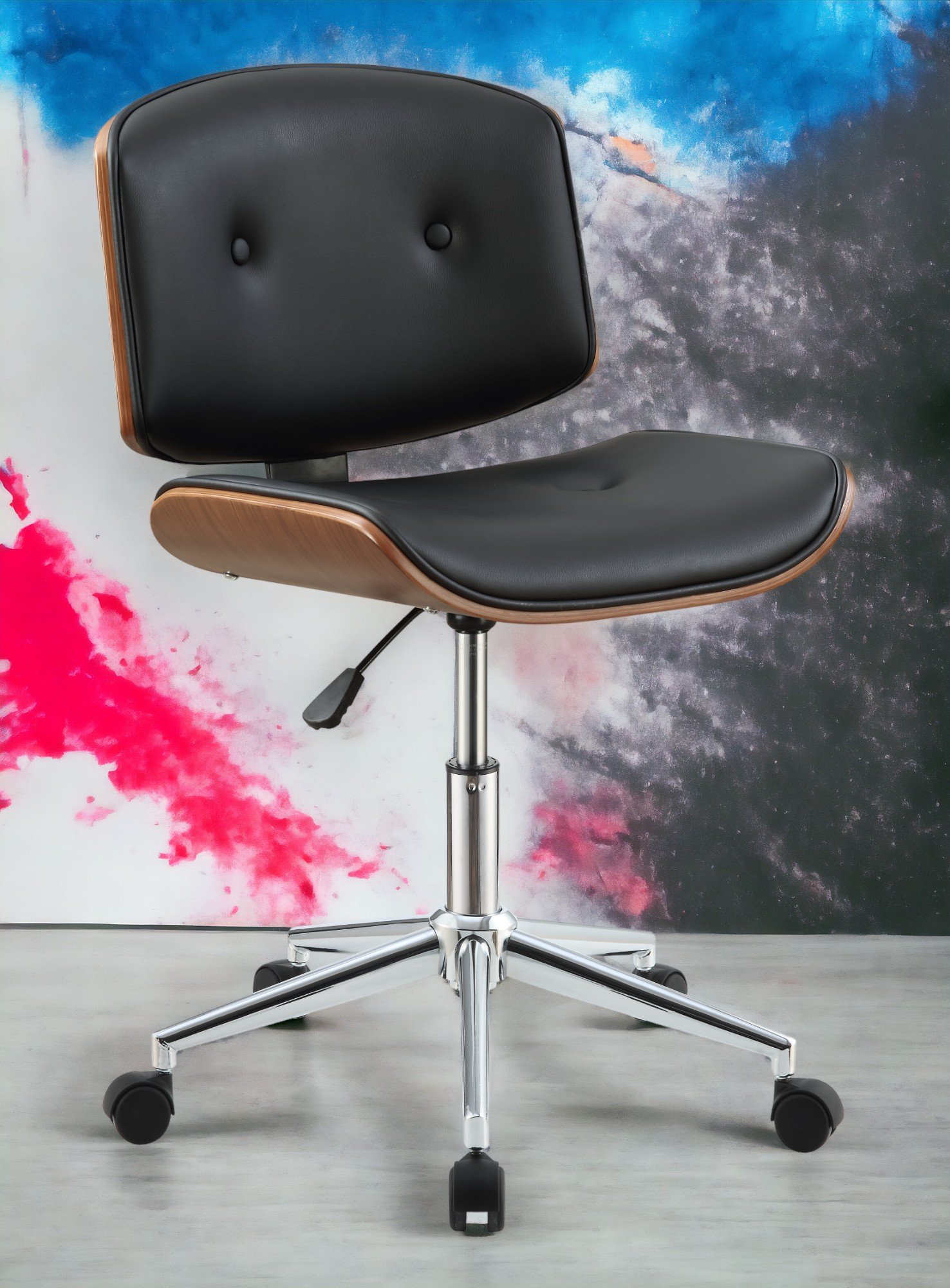 Camila - Synthetic Leather Office Chair - Black - Image 5