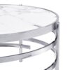32.48'' Chrome Round Coffee Table With Sintered Stone Top & Sturdy Metal Frame, Modern Coffee Table For Living Room - Silver - Image 9