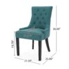 Dining Chair (Set of 2) With Upholstered Diamond Tufting And Espresso Birch Legs - Teal - Image 3