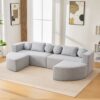 Boneless - Couch Modular Sectional Sofa With Deep Seating And Curved Design - Gray - Image 3