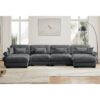Modern Velvet U Shaped Sectional Sofa With Movable Ottomans And Pillows - Gray - Image 9
