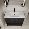 Modern 36" Bathroom Vanity With Ceramic Sink And Soft Closing Doors - Dark Oak - Image 6