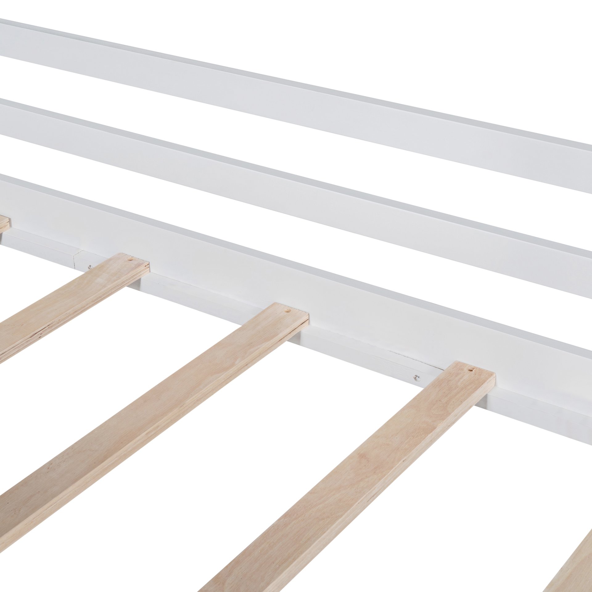 Twin Size Loft House Bed With Ladder And Slide, With Blackboard And Light Strip On The Roof - White - Image 17