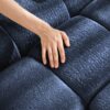 Modern Ergonomic Single Seater Sofa With Ottoman, High Resilience Support - Blue - Image 18