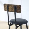 Rustic Brown Round Bar Table And Stool Set With Shelf, Upholstered Stool With Backrest - Antique Brown - Image 7