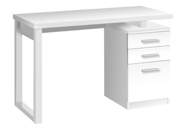 Computer Desk For Home Office, Laptop, Left, Right Set - Up, Storage Drawers, Contemporary And Modern - White