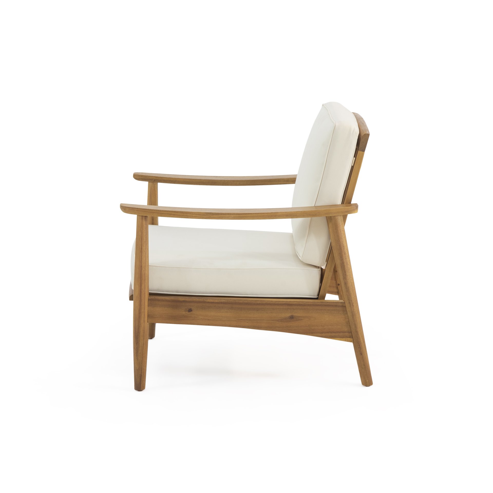 Birdsong - Outdoor Club Chair With Slat Back And Seat Cushion - Beige - Image 6