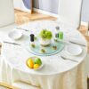 Double Layer Rotatable Round Glass Plate - Gold / Transparent - Image 2