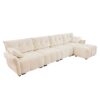 Modular 4 Seater Sofa With Ottoman, Configurable Solid Wood Frame, Premium, High Resilience Cushions - White - Image 17