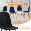 Luxury Simple Chair (Set of 4) Linen Cotton High Resilience Dining Chair With Metal Color Leg - Black / Walnut - Image 6