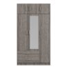 Modern 3 Door Mirror Wardrobe With 2 Drawers And Top Cabinet - Gray - Image 5