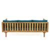 Claremont - 3 Seater Daybed With Rattan Arms And Cushions, Acacia Wood Frame - Teak / Teal - Image 9