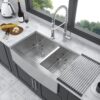 Double Bowl Farmhouse Sink Stainless Steel Undermount Apron Front With 2 9" Deep Basins - Gray - Image 2