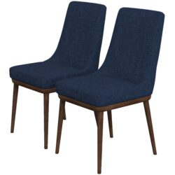 Kate - Mid-Century Modern Dining Chair (Set of 2) - Fabric - Blue