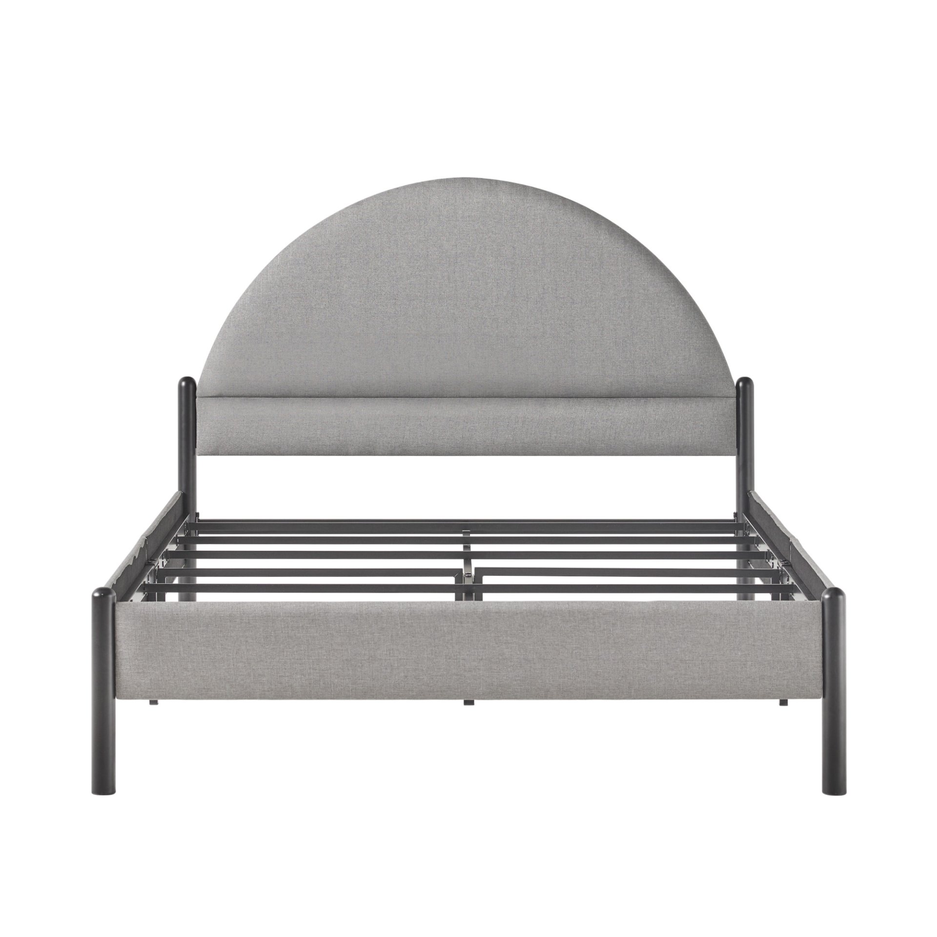 Queen Bed Frame Modern Upholstered Curved Headboard - Gray - Image 4