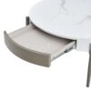 Modern Round Coffee Table With Storage Drawers Handcrafted Ceramic Inlay Tabletop 2 Tone Wood Legs Scandinavian Living Room Center Table - White / Gray - Image 5