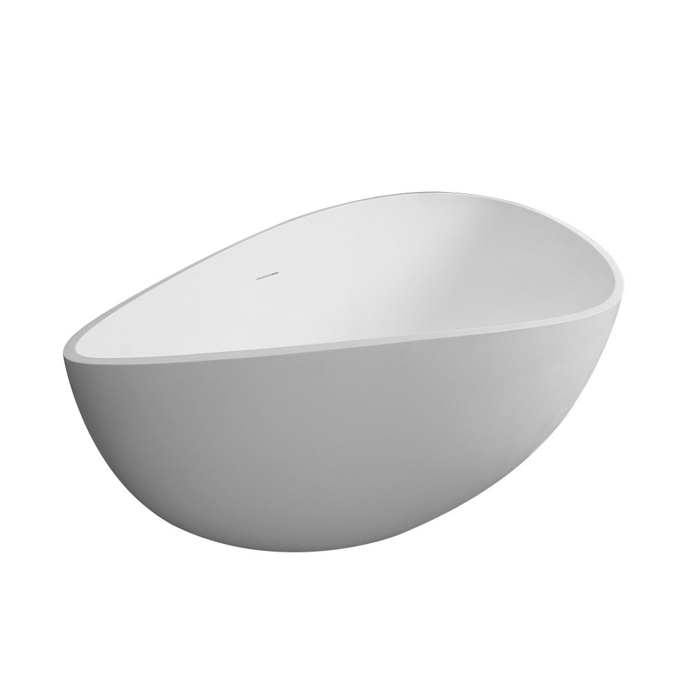 63" x 37.4" x 23.6" Freestanding Solid Surface Soaking Bathtub For Bathroom - Matte White - Image 7
