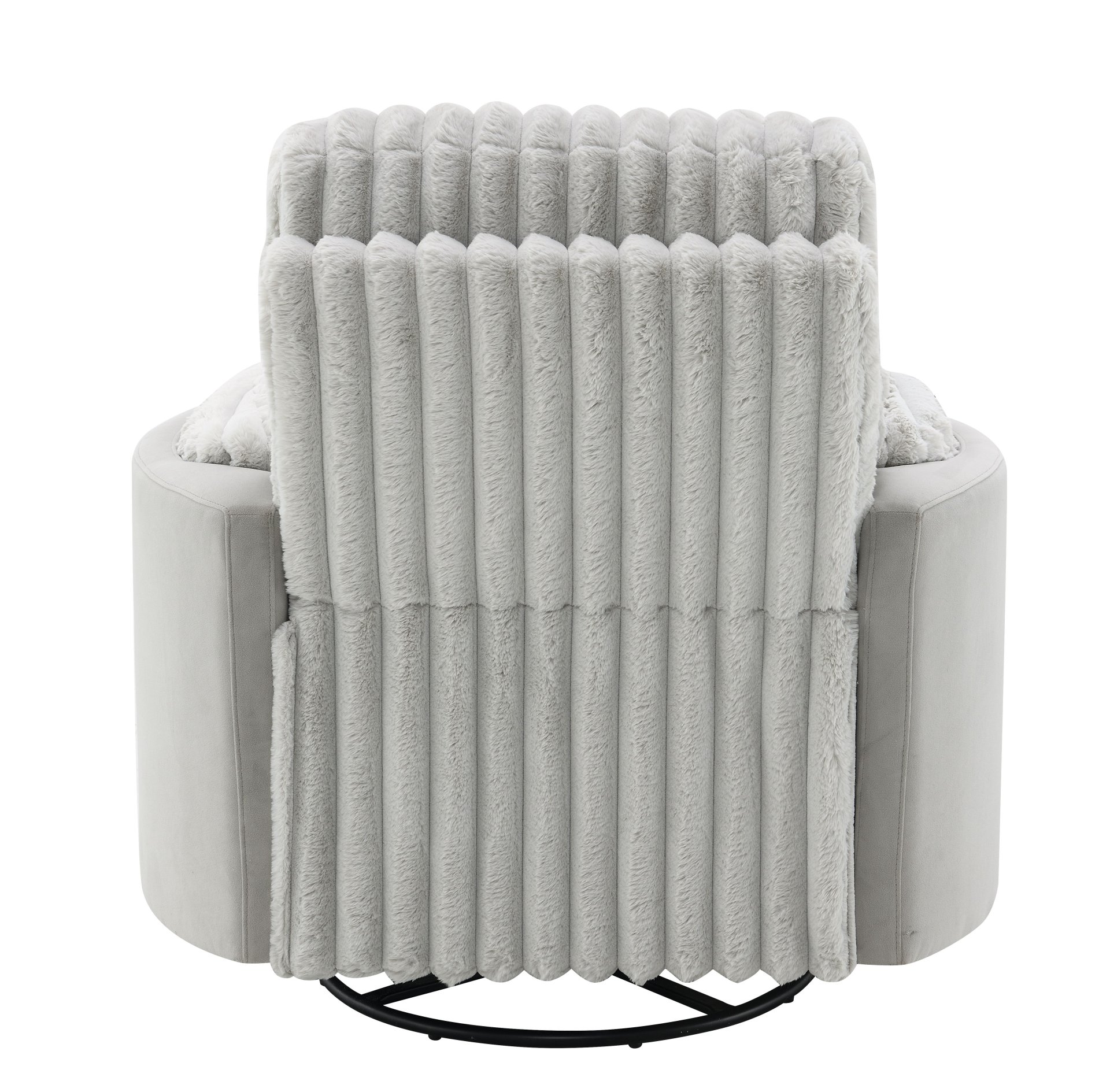 Emee - Corduroy Glider Recliner With Swivel - Gray - Image 4