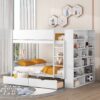 Full Over Full Bunk Bed With 2 Drawers And Multi-Layer Cabinet - White - Image 18