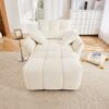 Modern Ergonomic Single Seater Sofa With Ottoman, High Resilience Support - White - Image 4