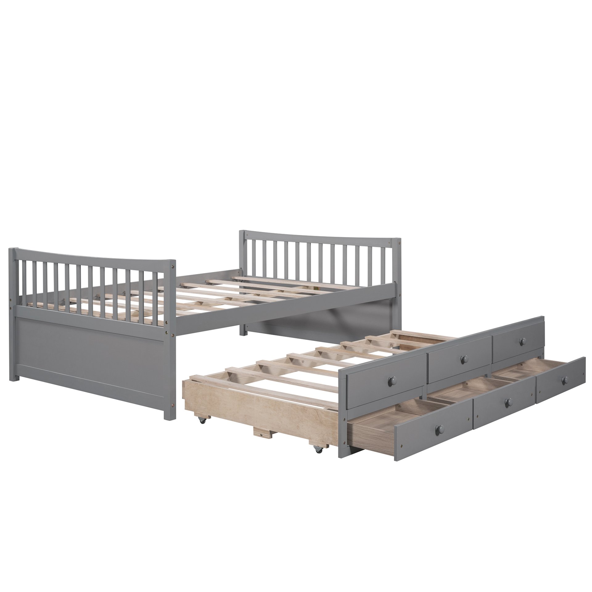 Full Size Daybed With Twin Size Trundle And Drawers - Gray - Image 8