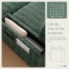 Oversized Chaise Lounge Indoor Rabbit Fur Sofa Bed With Storage Ottoman And Armrests Cup Holders With Deep Seat - Green - Image 19