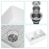 Sink 33" Double Bowl 60 / 40 Kitchen Sink With Deep Basin And Grids - White - Image 7