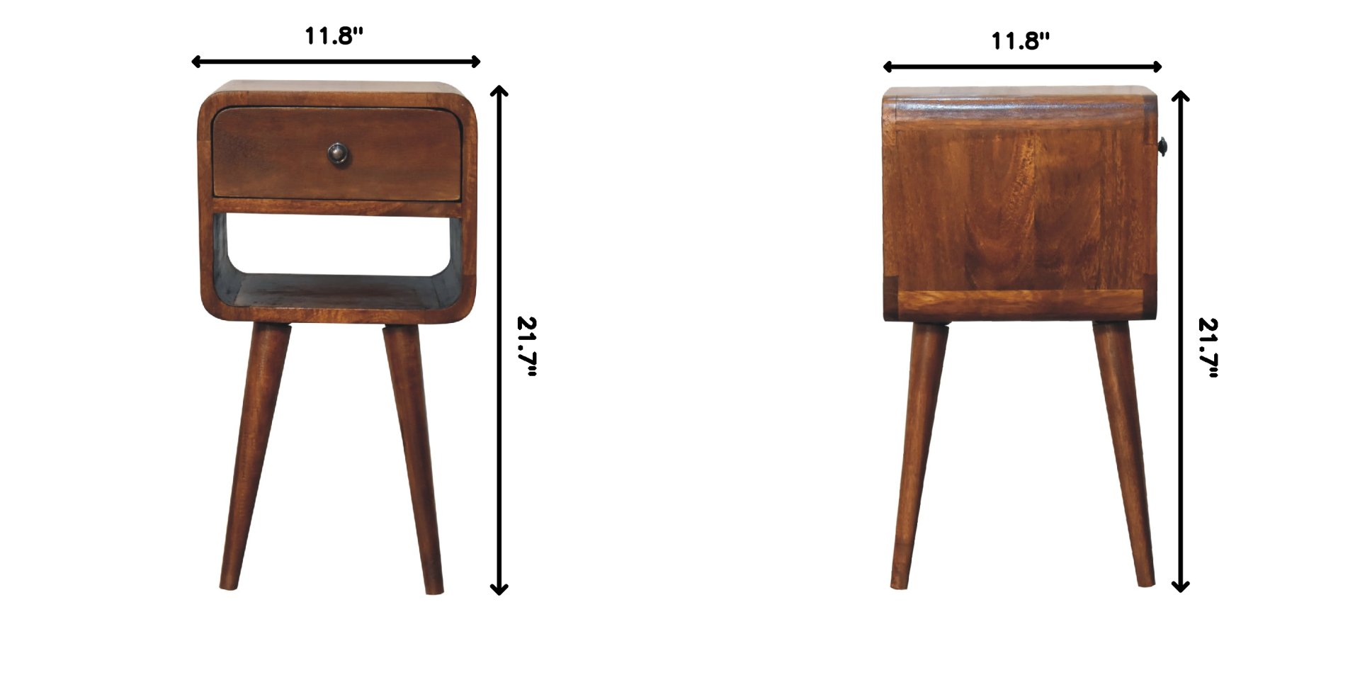 Mini Curve Lower Bedside Table - Chestnut - Image 12