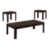 Table Set Coffee And Side Accent For Living Room 3 Pieces Set - Espresso - Image 7