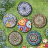 French Country Patio Side Table With Vibrant Tile Top - Blue / Black - Image 3