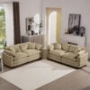Modern Fabric Living Room Sofa Set, (Set of 2) Recliner Sofas Corduroy Upholstery - Tan - Image 12