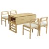 5 Piece Extendable Wood Square Dining Table Set With 2 Drop Leaves, Compact Storage Shelf Kitchen Table Set With Upholstered Chairs For 4 - Natural - Image 10