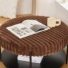 Upholstered Round Ottoman Coffee Table Foot Rest With Metal Legs - Brown - Image 8