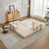 Convertible Floor Sofa Bed With Fixed Shape Frame, Loveseats Boneless Modular Sectional, For Living Room - Beige - Image 16