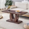 Modern Minimalist Texture Sticker Patterned Rectangular Coffee Table - Walnut Dark Brown - Image 4