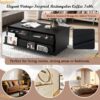 Modern Rectangle Coffee Table With 4 Drawers And 2 Display Shelves, Tempered Glass For Living Room - Black - Image 8