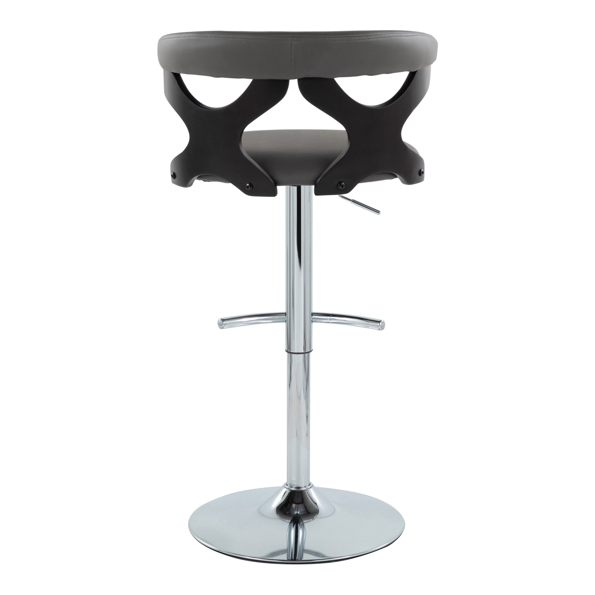 Gardenia - Contemporary Adjustable Barstool With Swivel With Rounded T Footrest (Set of 2) - Black / Chrome / Gray - Image 5