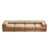 Modular Sectional Sofa With Storage Ergonomic Cylindrical Backrest And Armrests Deep Comfortable Seating Chenille 4 Seat Sofa - Camel - Image 11